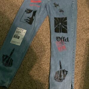 Blue Slim graphic jeans